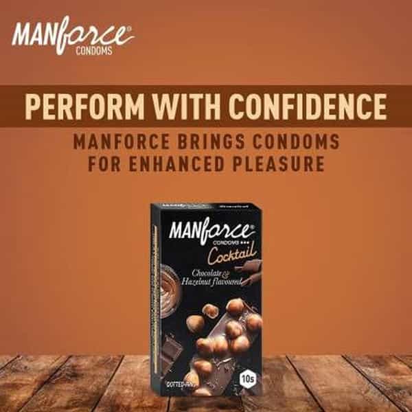 Manforce Cocktail Condoms Hazelnut+Chocolate & Overtime Pineapple 3In1 Condoms (Set Of 2 20 Pcs)