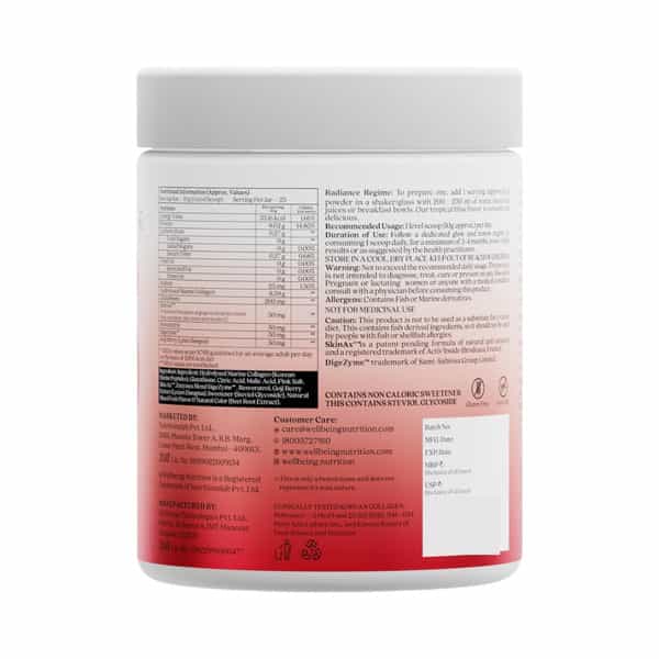 Wellbeing Nutrition Glow Collagen With Glutathione | For Women & Men | 250G - Tropical Bliss Flavor