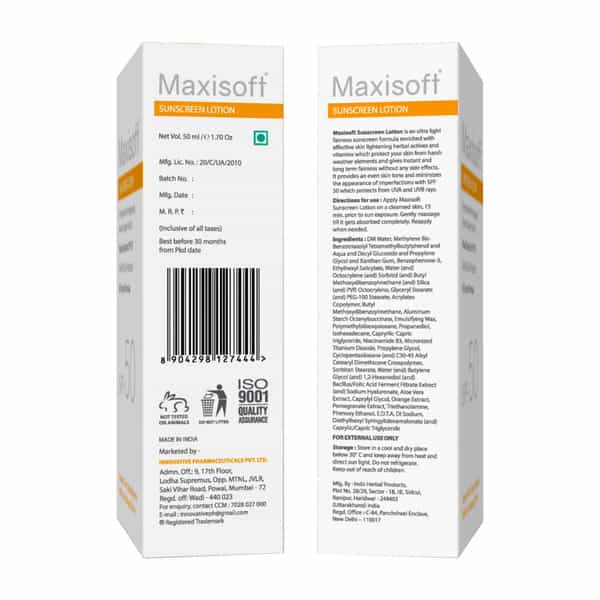 Maxisoft Sunscreen Lotion Spf 50 | Oil Control Formula | 50 Ml | Pack Of 2