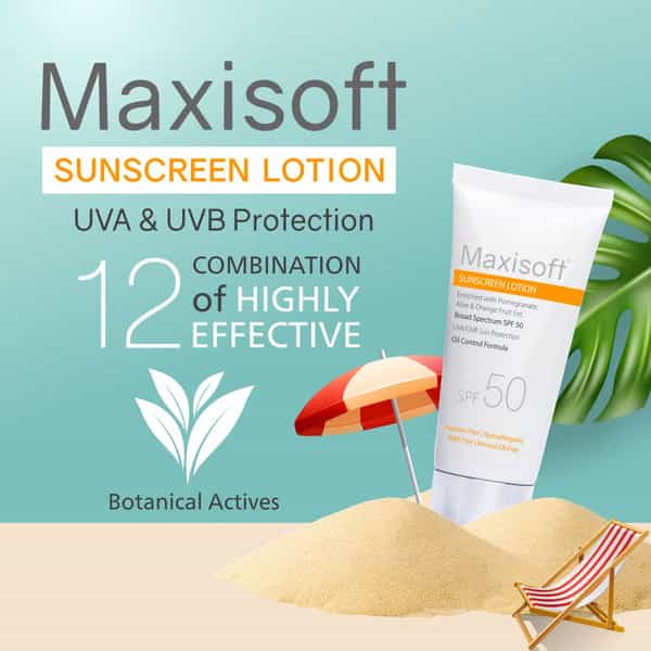 Maxisoft Sunscreen Lotion Spf 50 | Oil Control Formula | 50 Ml | Pack Of 2