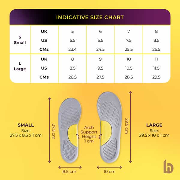 Betterhood Pack Of 2 Pairs Flat Feet Arch Support Orthopedic Ergonomic Gel Shoe Insoles (5-8 Uk)