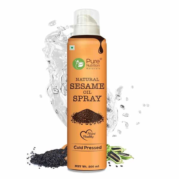 Pure Nutrition Black Sesame Oil Spray | 100% Pure | Natural & Cold-Pressed | 10X Less Oil - 200Ml
