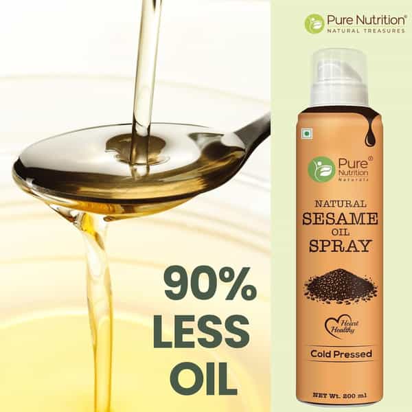 Pure Nutrition Black Sesame Oil Spray | 100% Pure | Natural & Cold-Pressed | 10X Less Oil - 200Ml