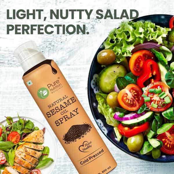 Pure Nutrition Black Sesame Oil Spray | 100% Pure | Natural & Cold-Pressed | 10X Less Oil - 200Ml