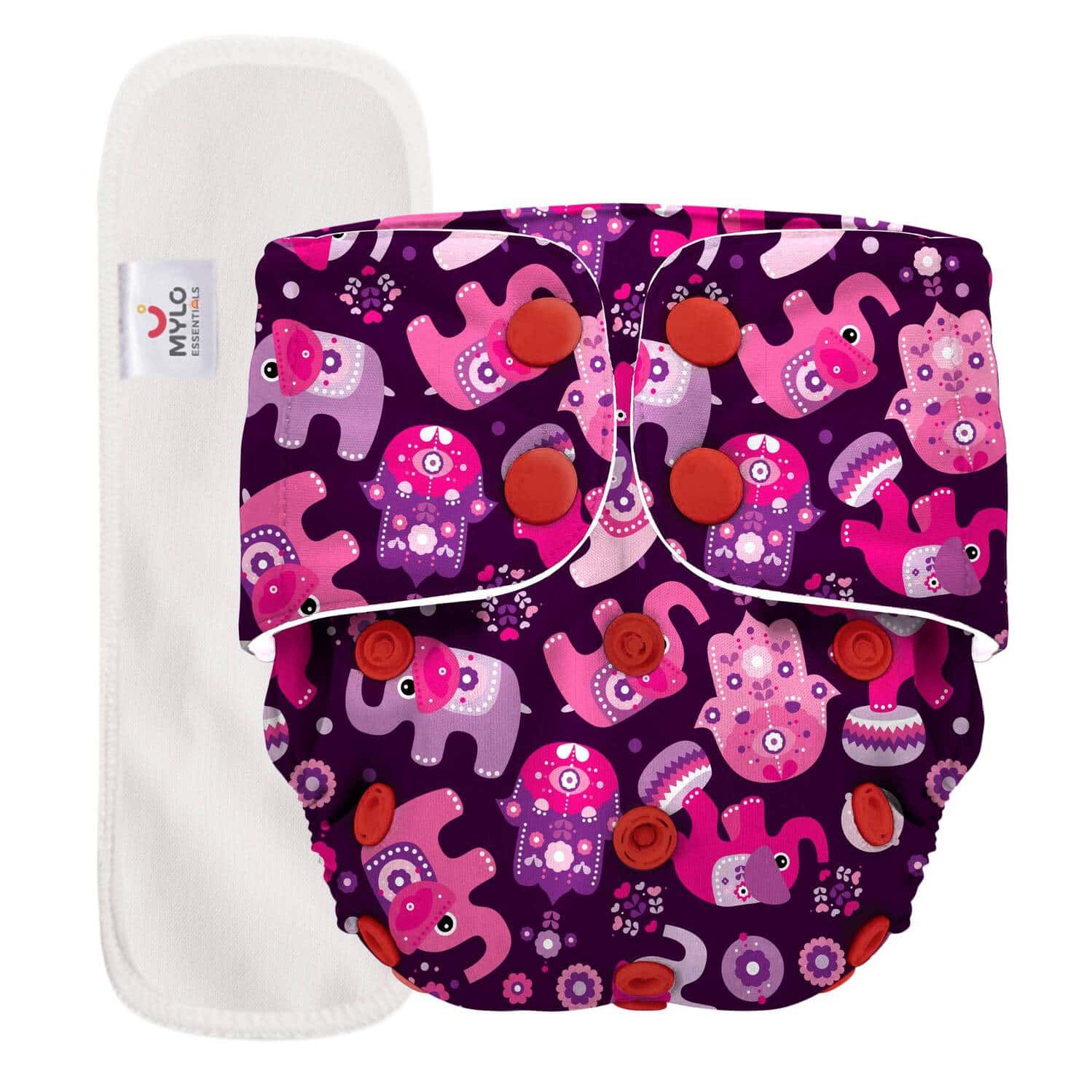 Mylo Adjustable Washable & Reusable Cloth Diaper - Purple Love - Pack Of 1