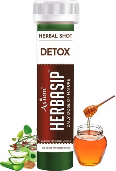 Axiom Herbasip Detox Shots Health Juice (Pack Of 12 Shots) Bottle Of 50 Ml