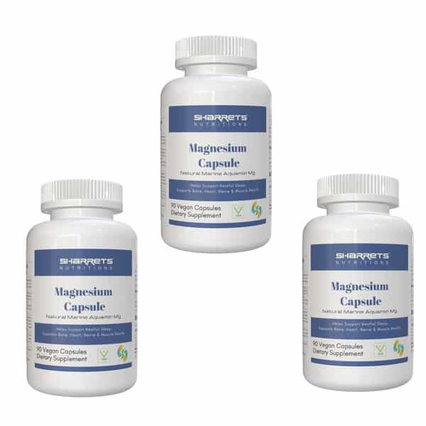 Sharrets Natural Marine Magnesium Vegan Supplement | Gluten Free - Pack Of 3 | 90 Units Each