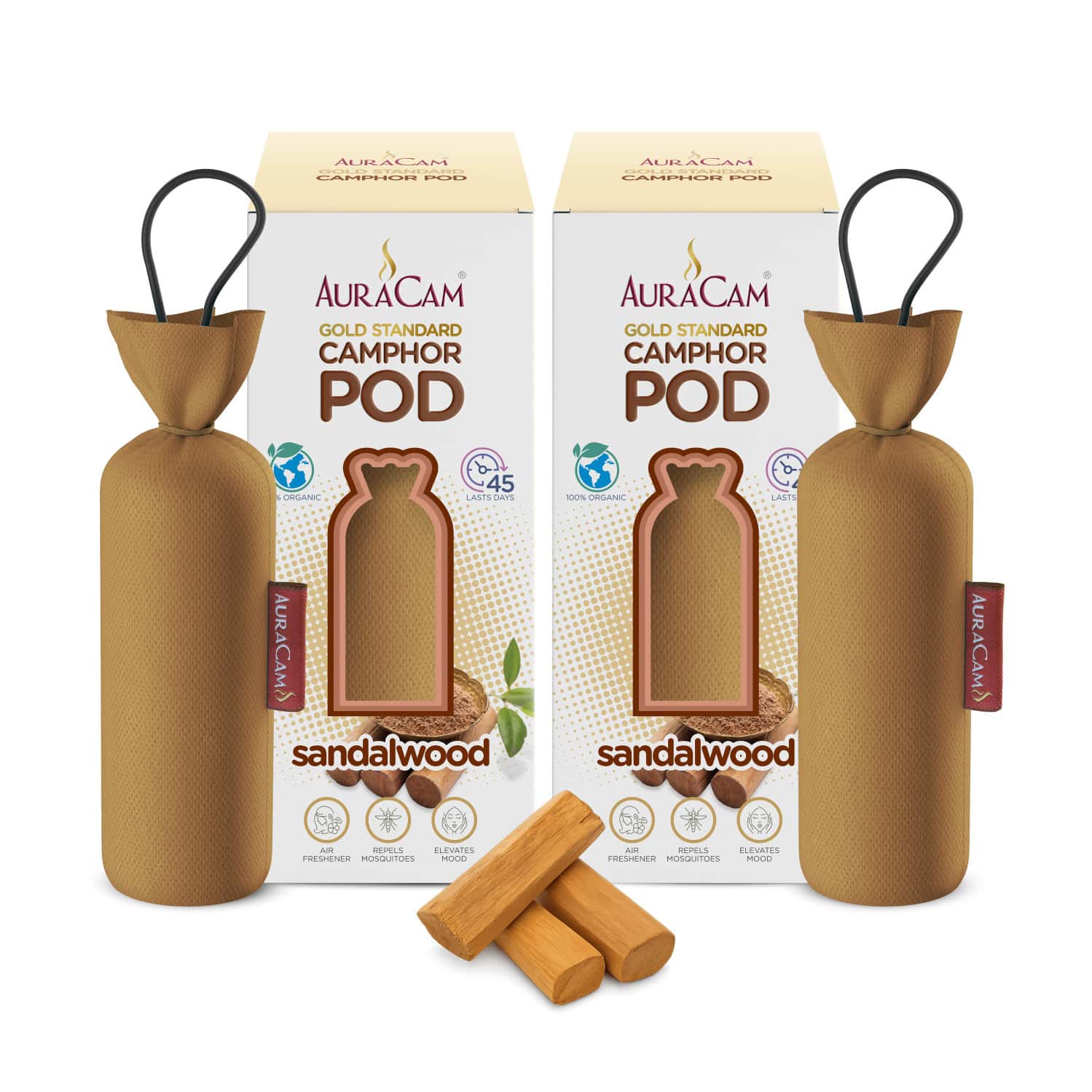 Auracam Gold Standard Camphor Pod Cone (Sandalwood) - Set Of 2