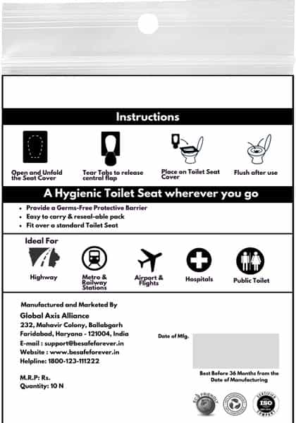 Besafe Forever Disposable Paper Toilet Seat Cover 30 Sheets Black