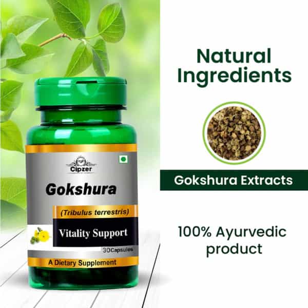 Cipzer Gokshura Capsules | Natural Stamina & Strength Booster| Supports Energy | 30 Capsules