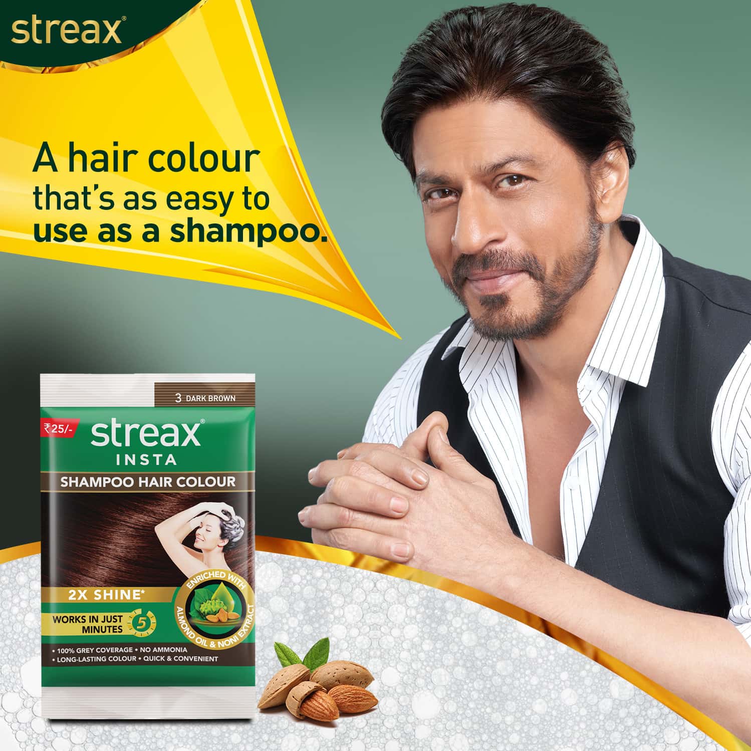 Buy STREAX INSTA SHAMPOO HAIR COLOUR DARK BROWN 18ML Online & Get