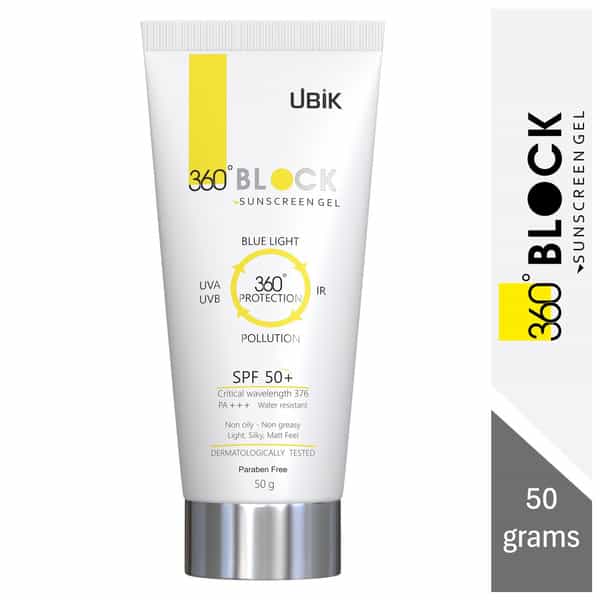 360 Block | Spf 50+ Blue Light Sunscreen Gel | Tube | 50 Gm