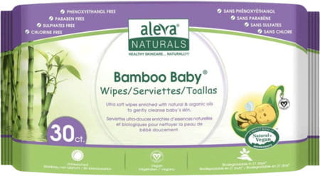 Aleva Naturals Bamboo Baby Wipes | Travel Size | 30 Counts