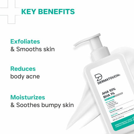 Dermatouch Aha 10% Bha 1% Body Lotion For Men & Women - Suitable For All Skin Types 200 Ml