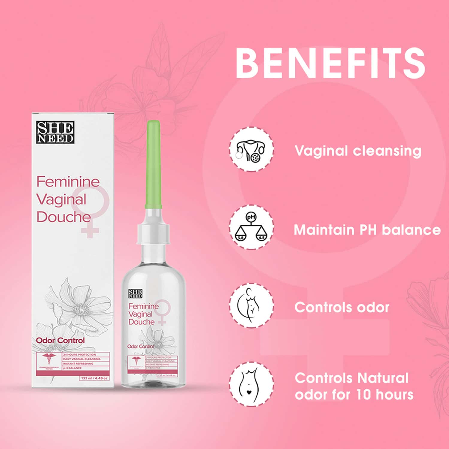 Buy SHENEED FEMININE VAGINAL DOUCHEODOR CONTROL 133 ML Online & Get