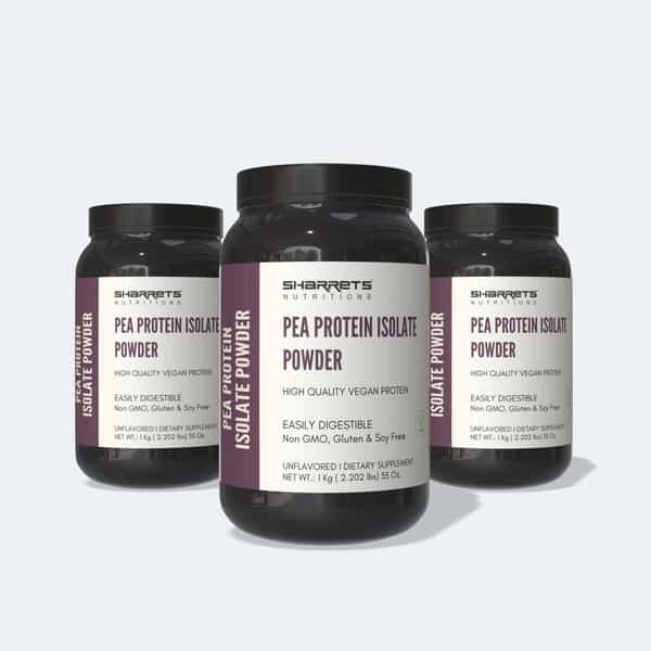 Sharrets Vegan Pea Protein Isolate Powder 80 - Unflavored - Soy Free | Pack Of 3 | 1Kg Each