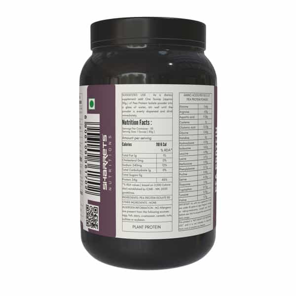 Sharrets Vegan Pea Protein Isolate Powder 80 - Unflavored - Soy Free | Pack Of 3 | 1Kg Each