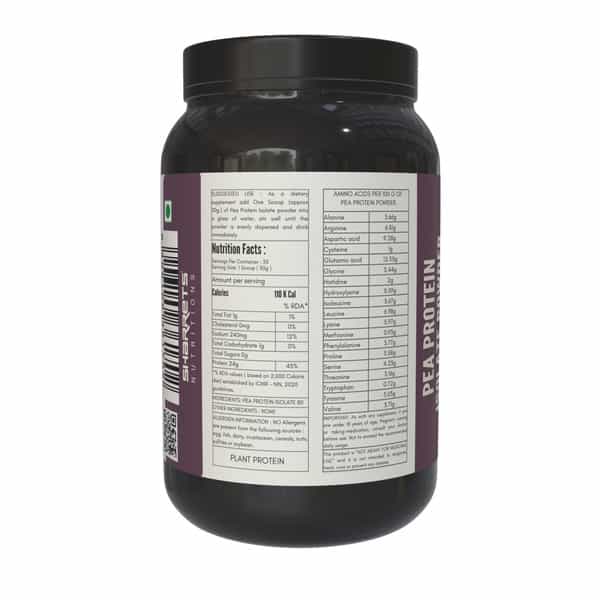 Sharrets Vegan Pea Protein Isolate Powder 80 - Unflavored - Soy Free | Pack Of 3 | 1Kg Each