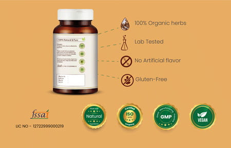 Vedikroots Arjuna 60 Capsules 450 Mg 100% Organic | For Healthy Heart (Pack Of 3)