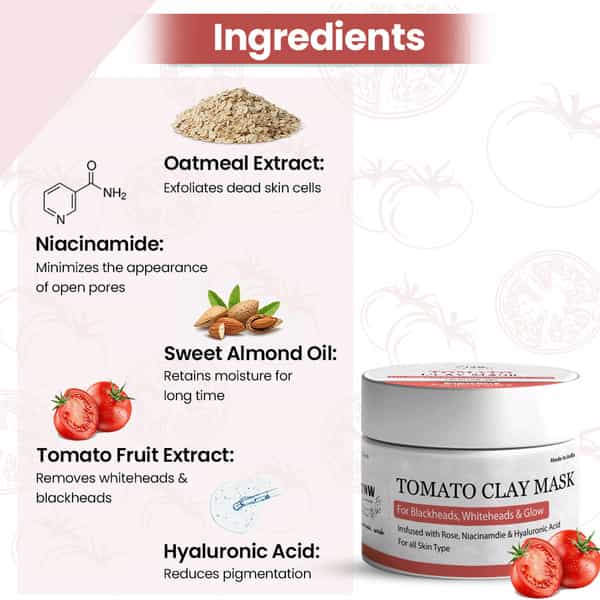 Tnw The Natural Wash Tomato Clay Mask For Glowing & Healthy Skin - 50 G