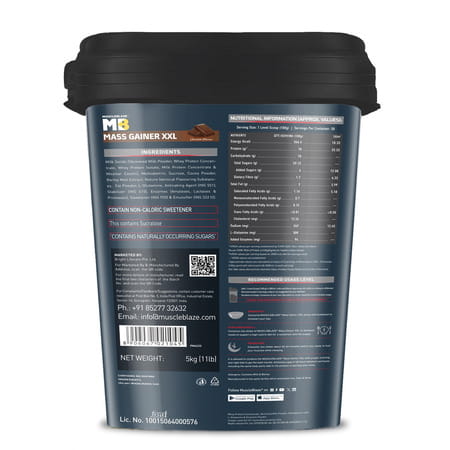 Muscleblaze Mass Gainer Xxl (Chocolate | 5Kg / 11Lbs | 50 Servings) | With Complex Carbs