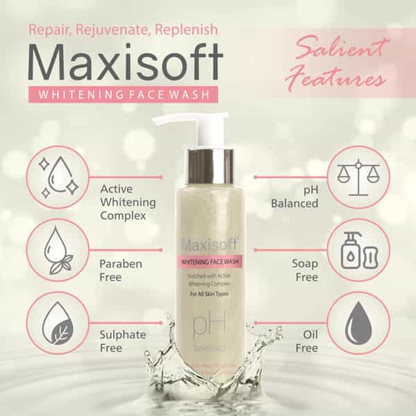 Maxisoft Whitening Face Wash 100 Ml | Bearberry & Green Tea | Paraben Free (Pack Of 2)