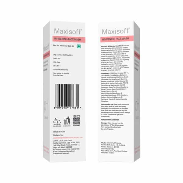 Maxisoft Whitening Face Wash 100 Ml | Bearberry & Green Tea | Paraben Free (Pack Of 2)
