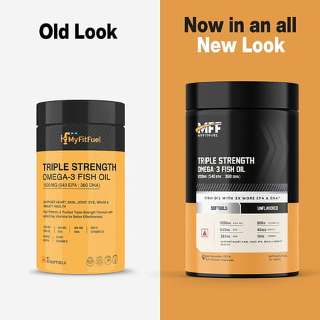 Myfitfuel Triple Strength Omega 3 Fish Oil +Vitamins, 1200mg (540 Epa 360 Dha) 3x Omega 120 Softgels