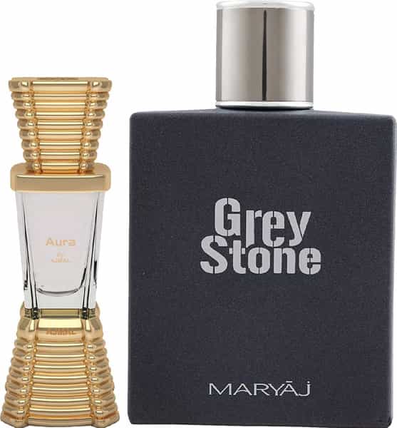 Ajmal Aura Cp Alcohol-Free Attar 10Ml For Unisex And Maryaj Grey Stone Edp 100Ml For Men