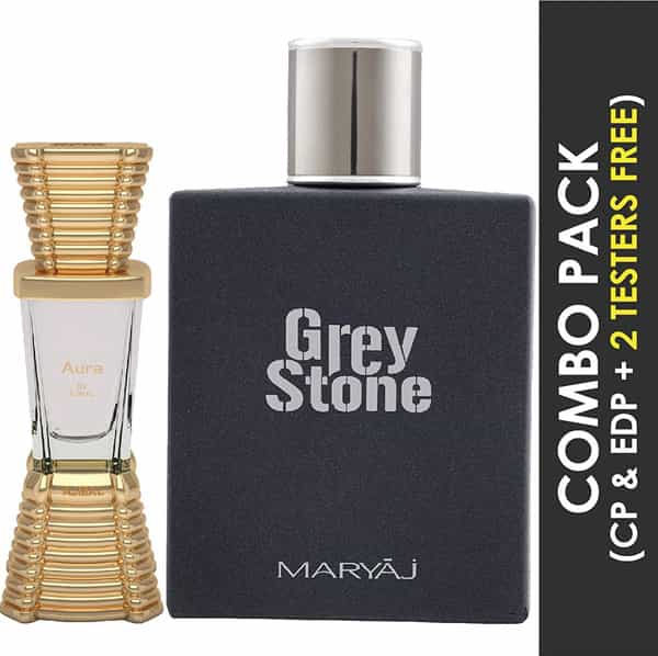 Ajmal Aura Cp Alcohol-Free Attar 10Ml For Unisex And Maryaj Grey Stone Edp 100Ml For Men