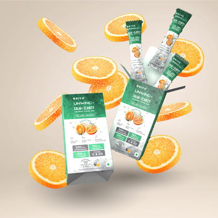 Briyo Unwind+ Relaxation & Stress Relief Drink Mix 5g | Natural Orange - 10n
