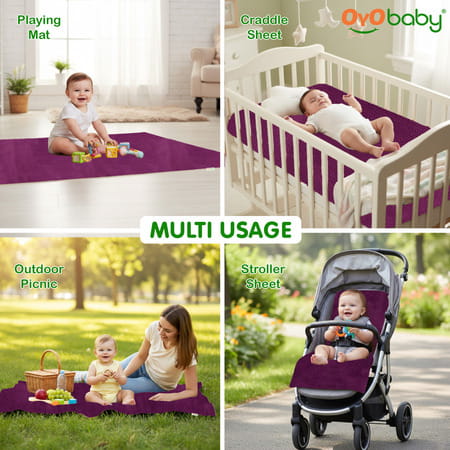 Oyo Baby Waterproof Bed Protector Baby Dry Sheet Extra Large Rani Pink (140 Cm X 200 Cm)