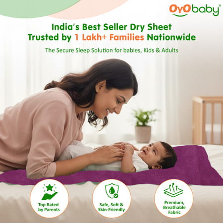Oyo Baby Waterproof Bed Protector Baby Dry Sheet Extra Large Rani Pink (140 Cm X 200 Cm)
