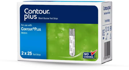 Contour Plus Glucometer Test Strips Box Of 50 With Free Sapphire 25 Lancets