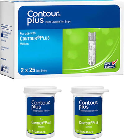 Contour Plus Glucometer Test Strips Box Of 50 With Free Sapphire 25 Lancets