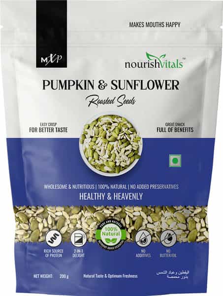 Nourishvitals Healthy Munching Combo | Sunflower Pumpkin And Sunflower Roasted Seeds (200Gm Each)