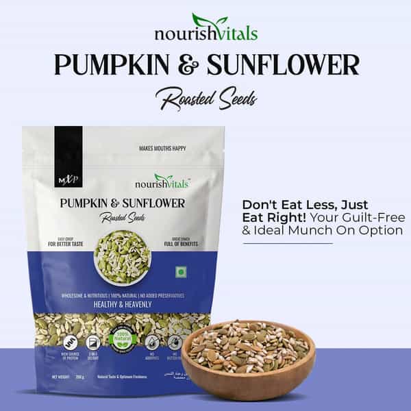 Nourishvitals Healthy Munching Combo | Sunflower Pumpkin And Sunflower Roasted Seeds (200Gm Each)