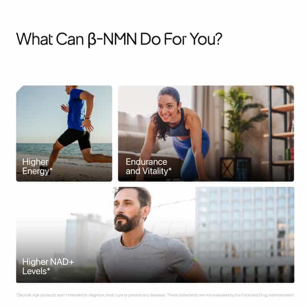 Decode Age Nmn Supplement | 99.9% Pure Beta Nmn | Nad+ Booster For Energy | 500Mg | Veg - 60N