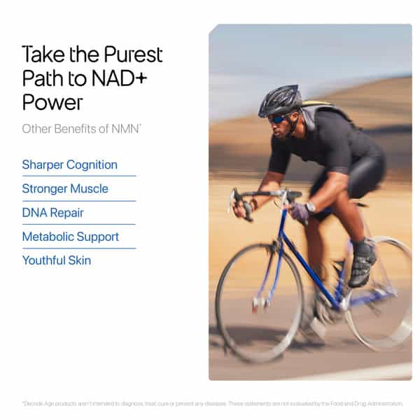 Decode Age Nmn Supplement | 99.9% Pure Beta Nmn | Nad+ Booster For Energy | 500Mg | Veg - 60N