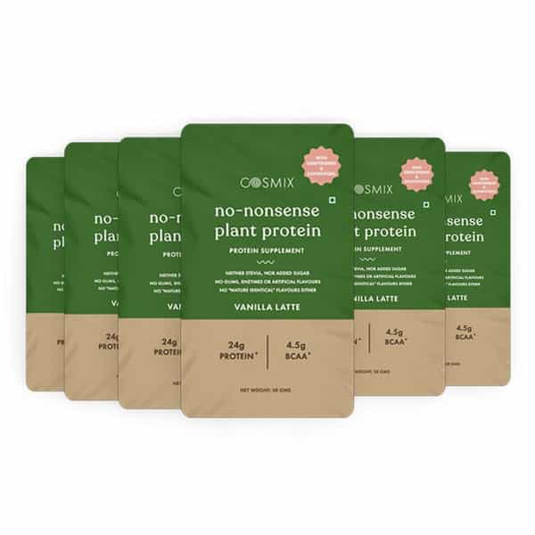 Cosmix No-Nonsense Plant Protein Sachet 38G - Vanilla Latte(Pack Of 6)