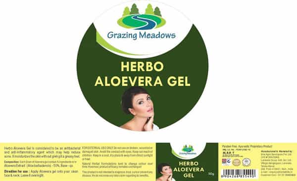 Grazing Meadows Herbo Aloevera Gel 50 Gms Non-Sticky Pure Aloe Vera Gel For Skin Hydrations