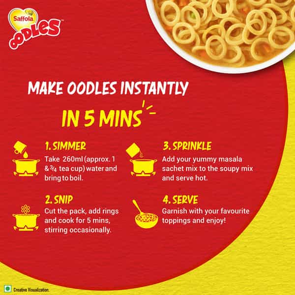 Saffola Oodles Instant Noodles Yummy Masala Flavour No Maida 12 X 53G