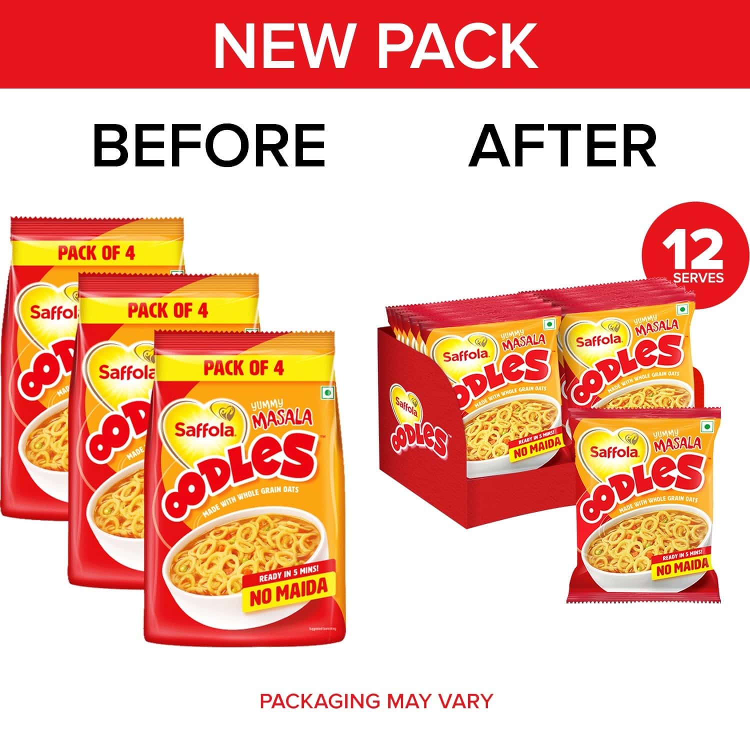 Buy SAFFOLA OODLES, RING NOODLES, YUMMY MASALA FLAVOUR, NO MAIDA, 3 X