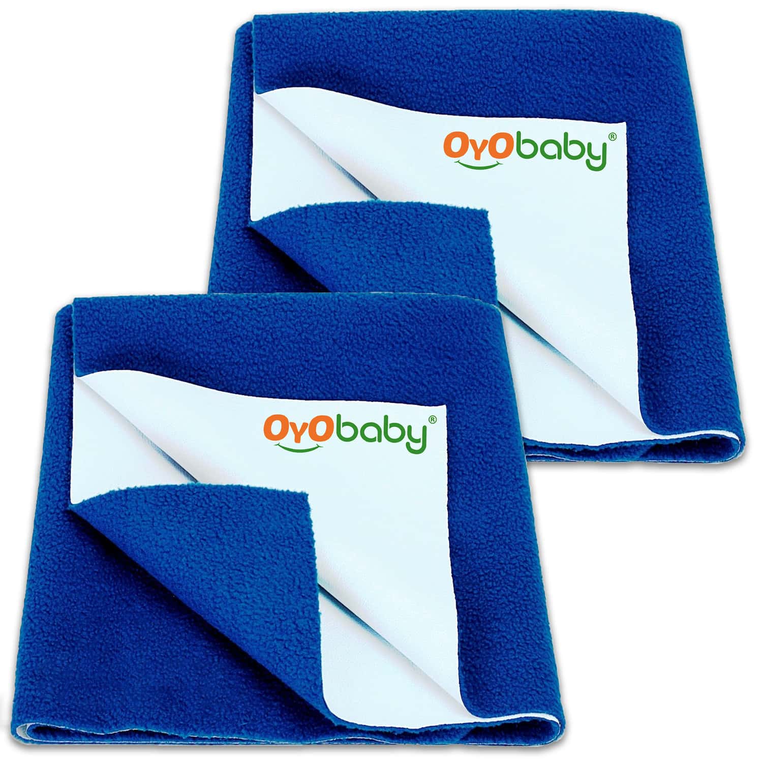 Oyo Baby Baby Small Bed Sheet For Newborn 6 Months Soft & Waterproof 70x50 Cm (Pack Of 2) Royal Blue