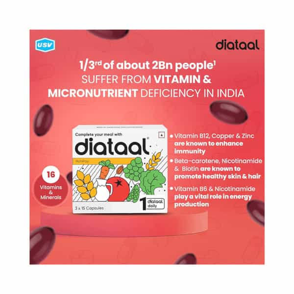 Diataal Nutripop | Multivitamin Hair & Skin Energy & Immunity | For Fitness & Wellness | 45 Capsules