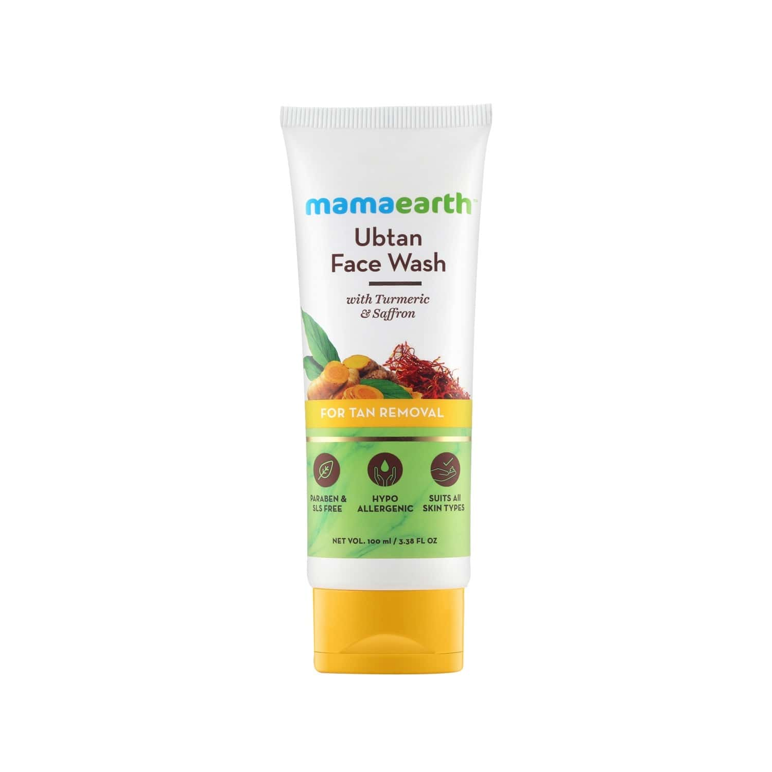 Mamaearth Ubtan Natural Turmeric & Saffron Face Wash  Tube Of 200 Ml (100ml X 2)