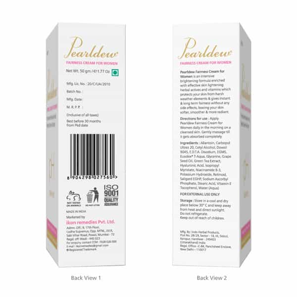 Pearldew Fairness Cream For Women 50 Gm | With Mulberry | Reduces Tan (Pack Of 2)