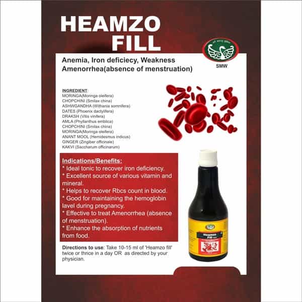 Smw's Iron Tonic Heamzo Fill Natural Multi Vitamins & Multi Mineral Moringa Based 300Ml