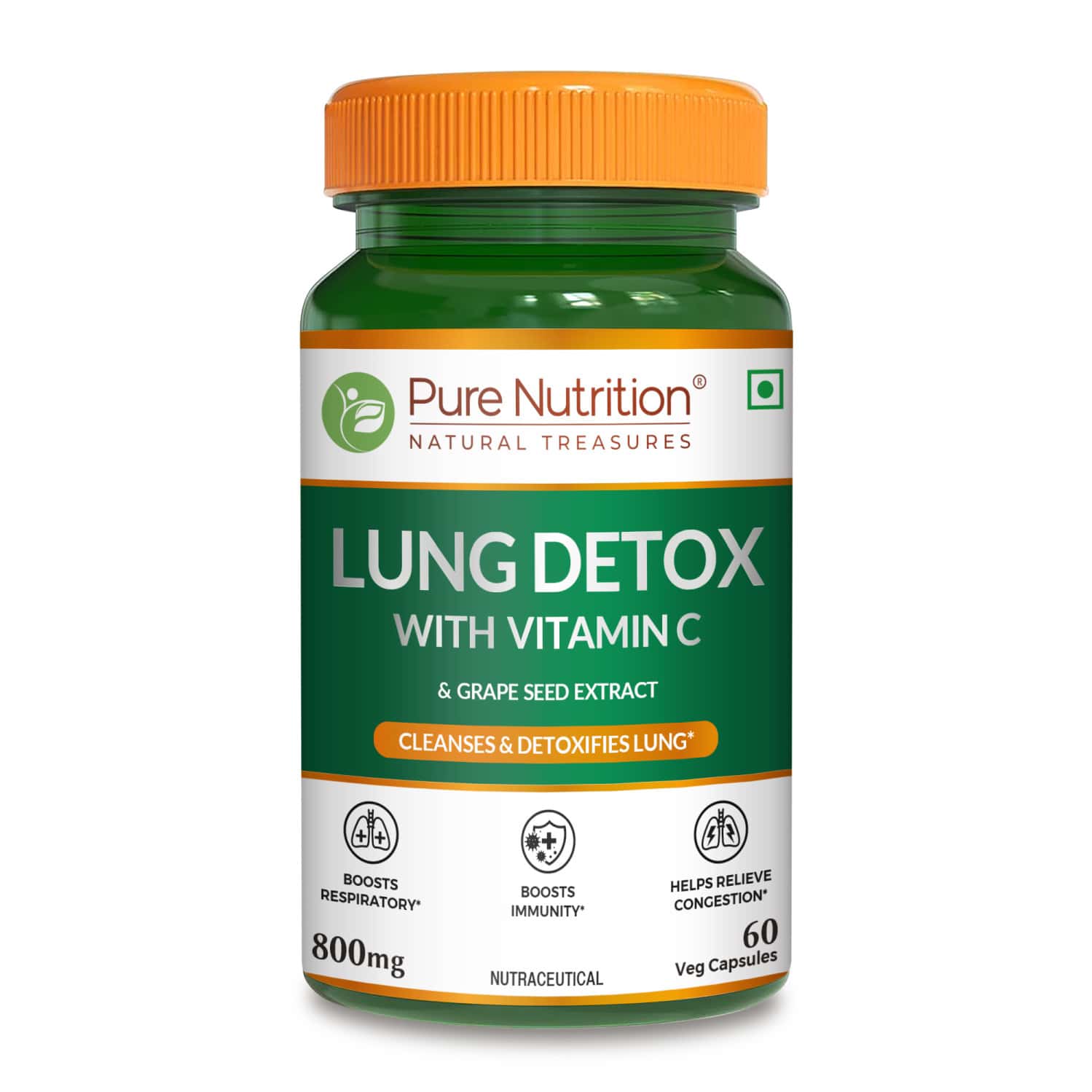 Pure Nutrition Lung Detox L Lung Detox Supplement For Men & Women - 60 Veg Capsules