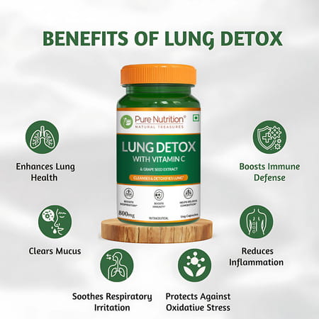 Pure Nutrition Lung Detox L Lung Detox Supplement For Men & Women - 60 Veg Capsules